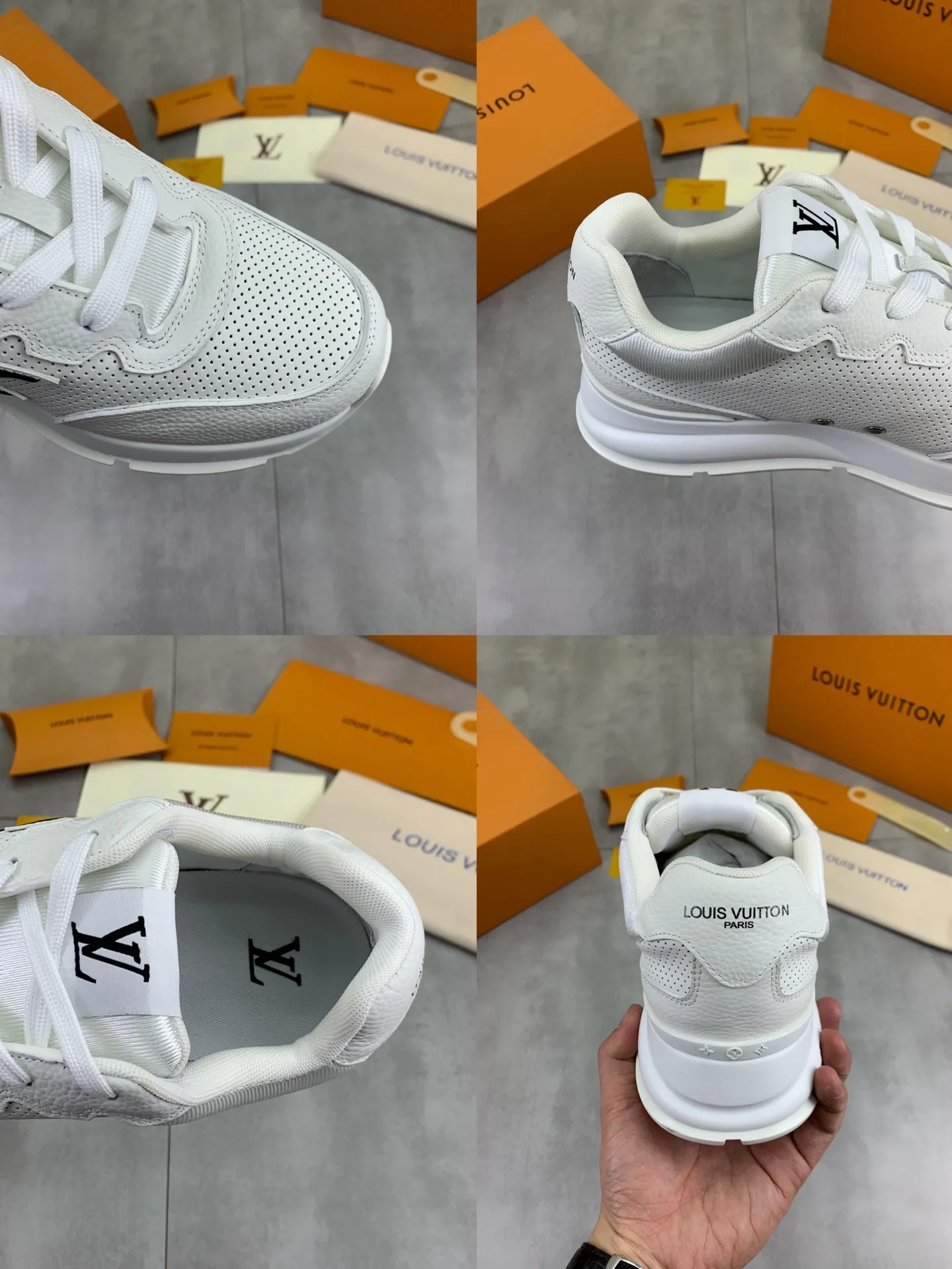 Factory price P700 💶 Top version [LOUIS VUITTON] Couple 🧑‍🤝‍🧑 Craftsman style Counter series (original order) New style 🍀LV Louis Vuitton - top version LV classic high-top trendy shoes! Made of imported original craft calfskin, original breathable lining, and original wear-resistant, lightweight, high-end TPU outsole! High quality products! 3️⃣ colors available, code numbers: female 35-39, male 39-44 (female 40, male 45 46 customized)